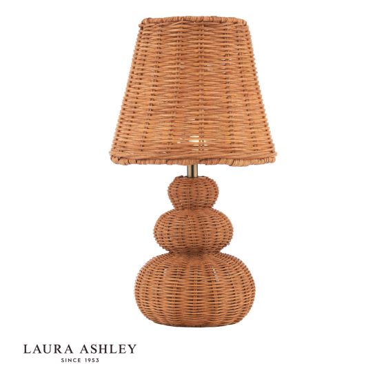 Laura Ashley Hasfield Rechargeable Table Lamp Natural Rattan With Shade LED