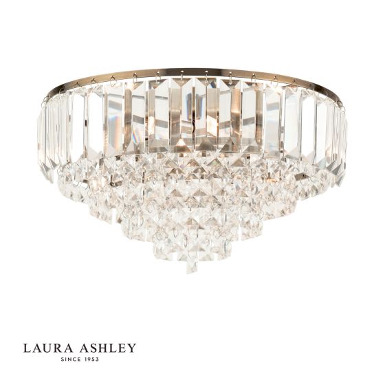 Laura Ashley Vienna 3 Light Flush Crystal and Antique Brass
