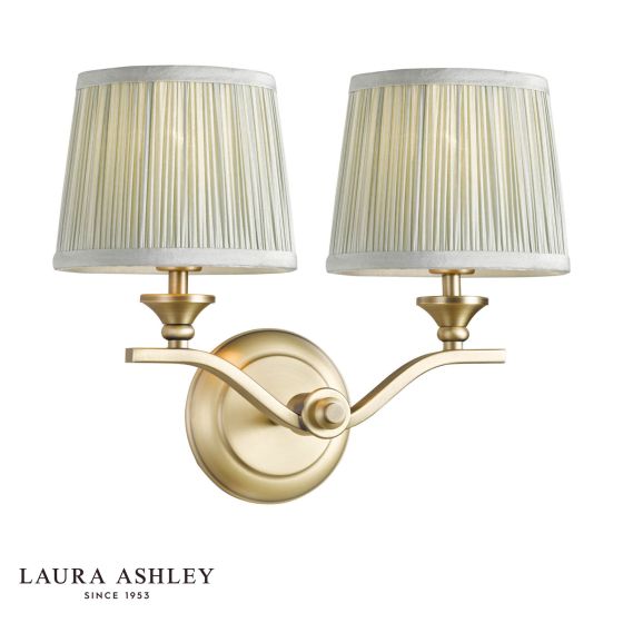 Laura Ashley Hemsley 2 Light Wall Light Matt Antique Brass With Shade