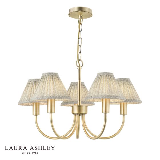 Laura Ashley Willowbrook 5 Light Pendant Matt Antique Brass With Shade