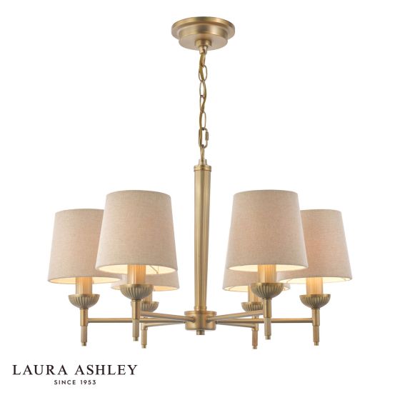 Laura Ashley Sullivan 6 Light Pendant Matt Champagne With Shade