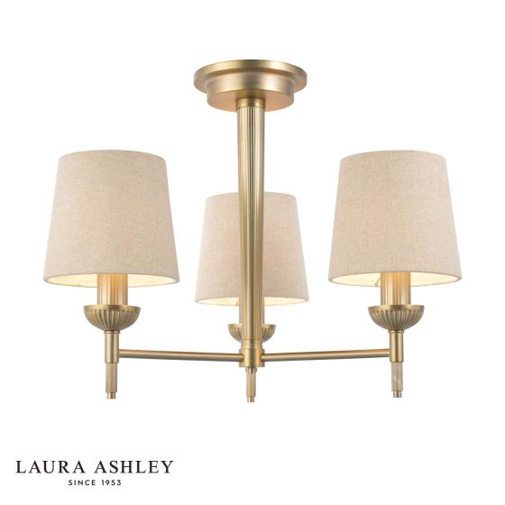 Laura Ashley Sullivan 3 Light Semi-Flush Matt Champagne With Shade
