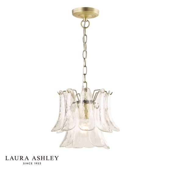 Laura Ashley Scoop Pendant Textured Glass and Matt Antique Brass