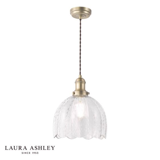 Laura Ashley Vintage Pendant Textured Glass and Matt Antique Brass