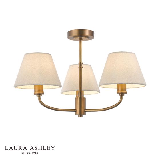Laura Ashley Denston 3 Light Semi-Flush Antique Bronze With Shade
