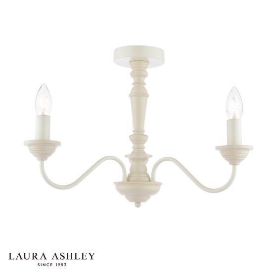 Laura Ashley Tate 3 Light Semi-Flush Distressed White