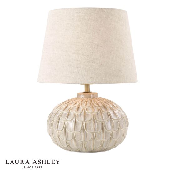 Laura Ashley Kentford Table Lamp Grey Ceramic and Antique Brass With Shade