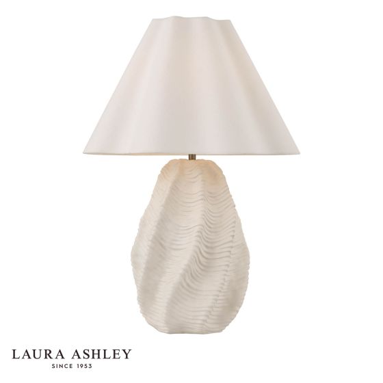 Laura Ashley Strata Table Lamp Matt White and Antique Brass With Shade