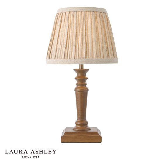 Laura Ashley Tate Twin Pack Table Lamp Dark Wood and Satin Bronze With Shade