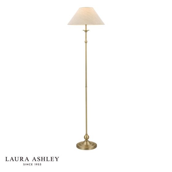 Laura Ashley Ludchurch Floor Lamp Matt Antique Brass With Shade