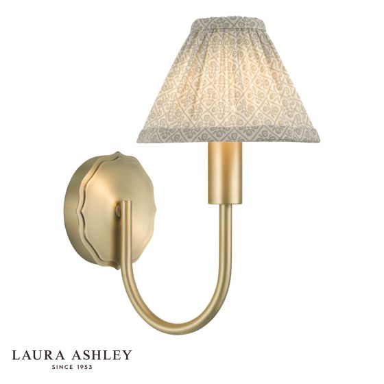 Laura Ashley Willowbrook Wall Light Matt Antique Brass With Shade
