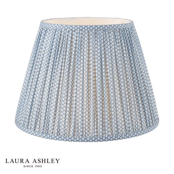 Laura Ashley Wrighton Blue Cotton Tapered Drum Shade 40cm/16 Inch