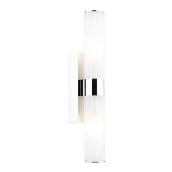 Lars 2 Light Bathroom Wall Light Polished Chrome and White Frosted Acrylic IP44