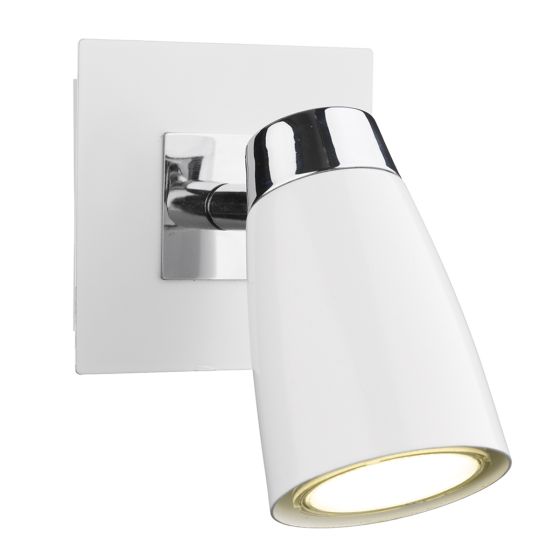 Loft Single Wall Spotlight Matt White Polished Chrome