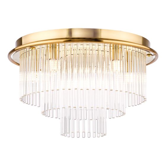 Lukas 6 Light Flush Antique Gold and Glass
