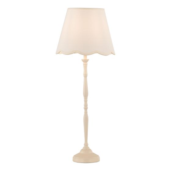 Lupo Table Lamp Matt Cream With Linen Scalloped Shade