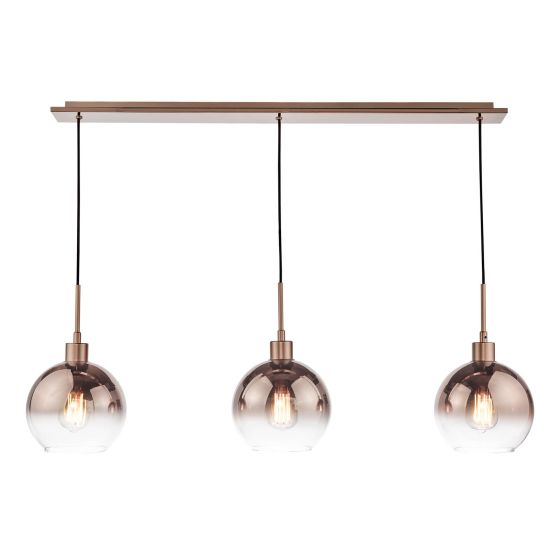 Lycia 3 Light Bar Pendant Satin Bronze and Bronze Ombre Glass
