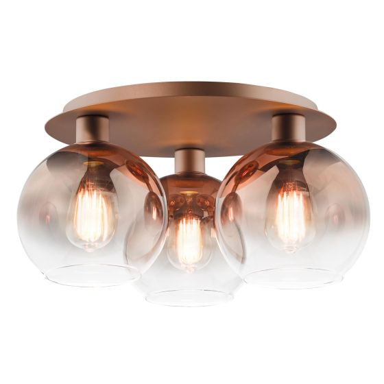 Lycia 3 Light Flush Satin Bronze and Bronze Ombre Glass