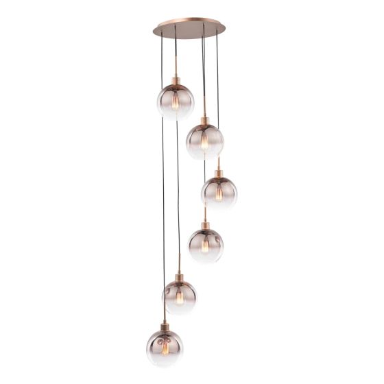 Lycia 6 Light Cluster Pendant Satin Bronze and Bronze Ombre Glass