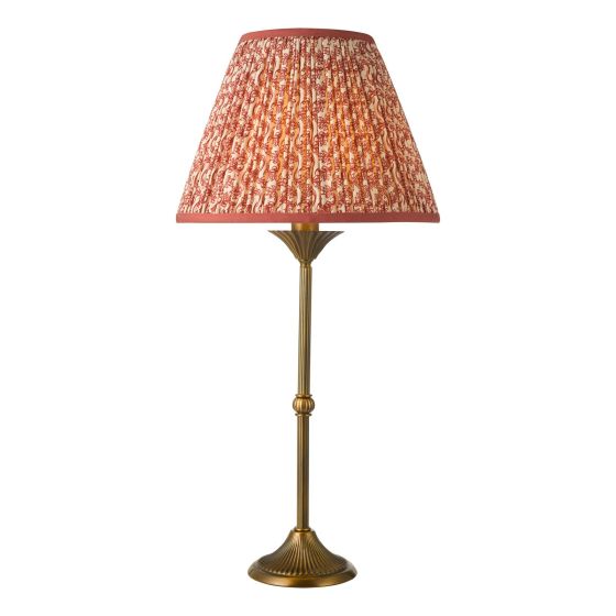 Lydian Table Lamp Antique Bronze With Red Leaf Print Shade
