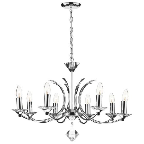 Medusa 8 Light Armed Pendant Polished Chrome and Crystal Fitting Only