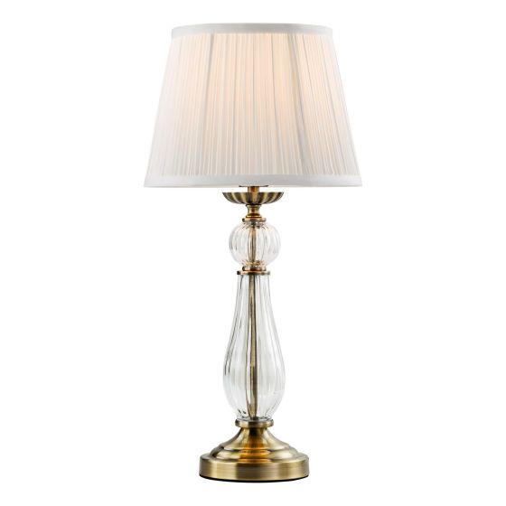 Mitzy Table Lamp Antique Bronze and Ribbed Glass With Shade