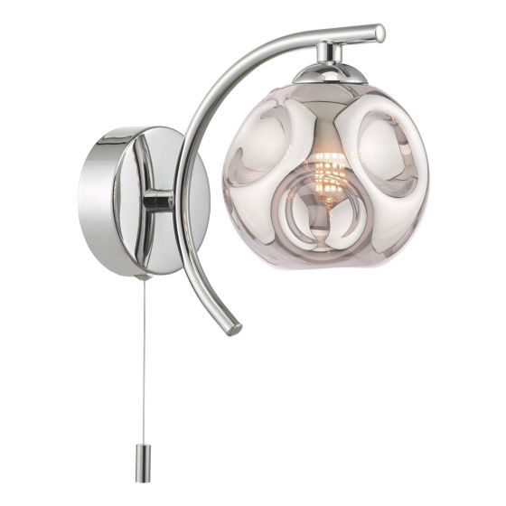 Nakita Wall Light Polished Chrome With Closed Organic Smoked Glass