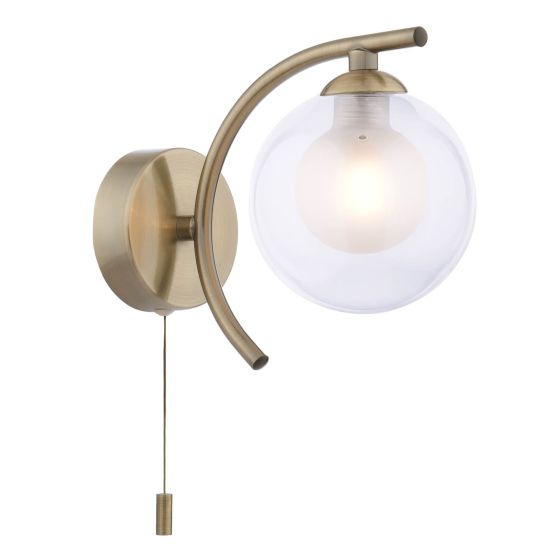 Nakita Wall Light Antique Brass With Clear/Opal Glass