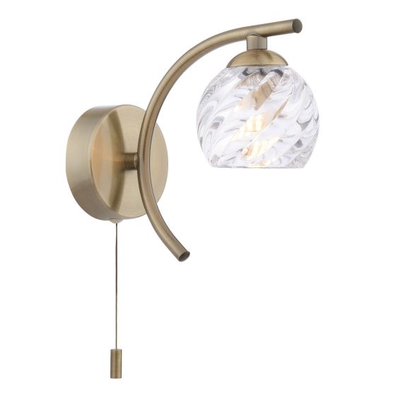 Nakita Wall Light Antique Brass With Twisted Open Glass
