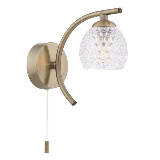 Nakita Wall Light Antique Brass With Dimpled Open Glass