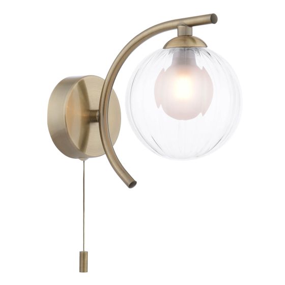 Nakita Wall Light Antique Brass With Clear/Opal Glass