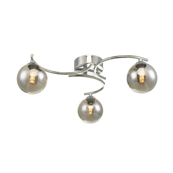 Nakita 3 Light Semi Flush Polished Chrome With Smoked Glass