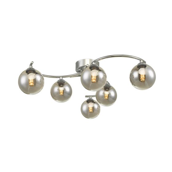Nakita 6 Light Semi Flush Polished Chrome With Smoked Glass