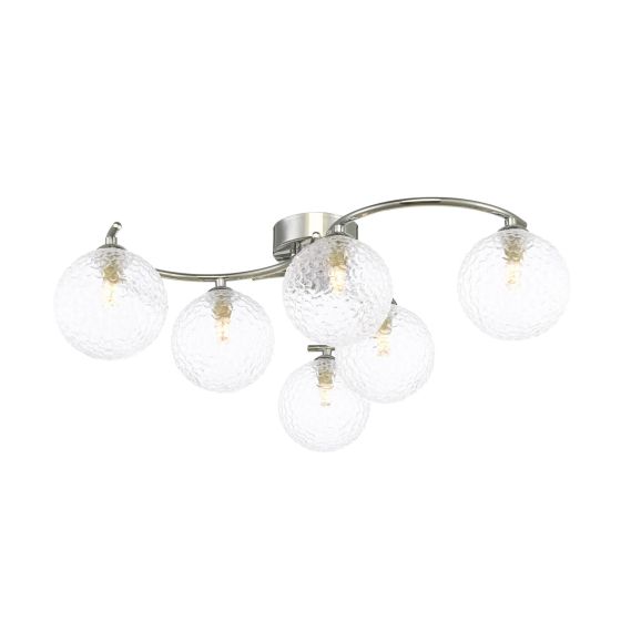 Nakita 6 Light Semi Flush Polished Chrome With Clear Hammered Glass
