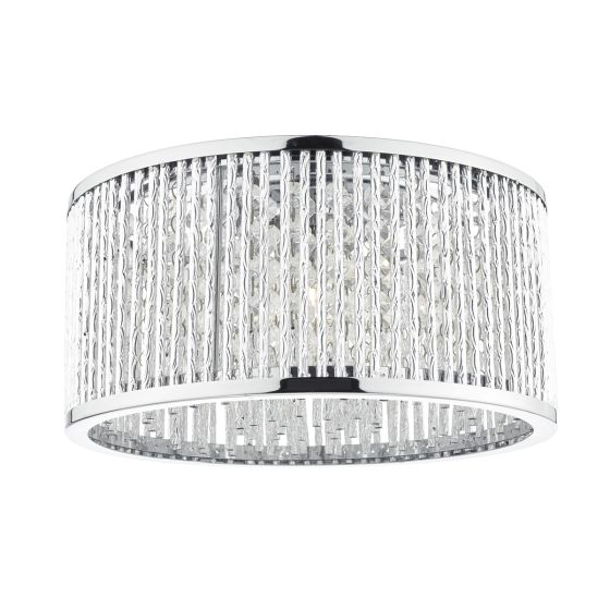 Nantes 3 Light Flush Polished Chrome and Clear