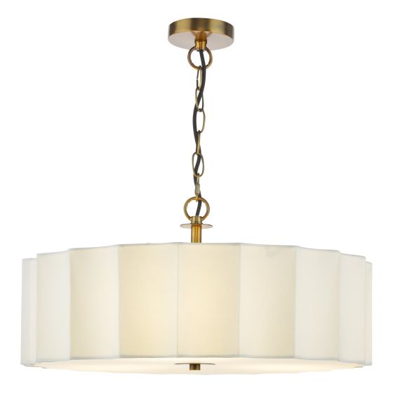 Noura 3 Light Pendant Ivory and Antique Bronze