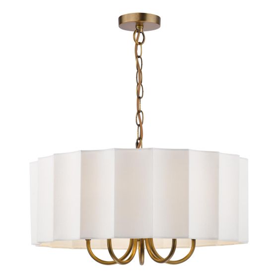 Noura 5 Light Pendant Antique Bronze and Ivory Scallop Shade
