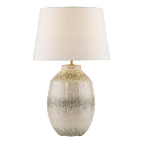 Omari Table Lamp Green Ceramic and Antique Brass With Shade
