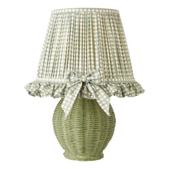 Omer Table Lamp Matt Green and Antique Brass With Shade