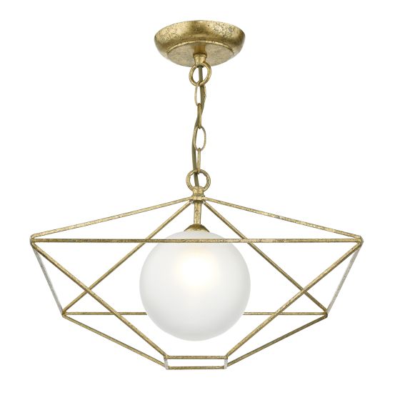 Orsini 1 Light Pendant Antique Gold Opal Glass Shade