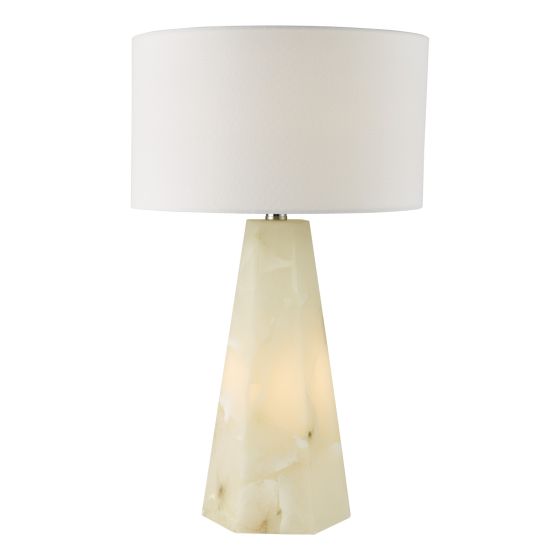 Paget Table Lamp Alabaster and Matt Antique Brass Base Only