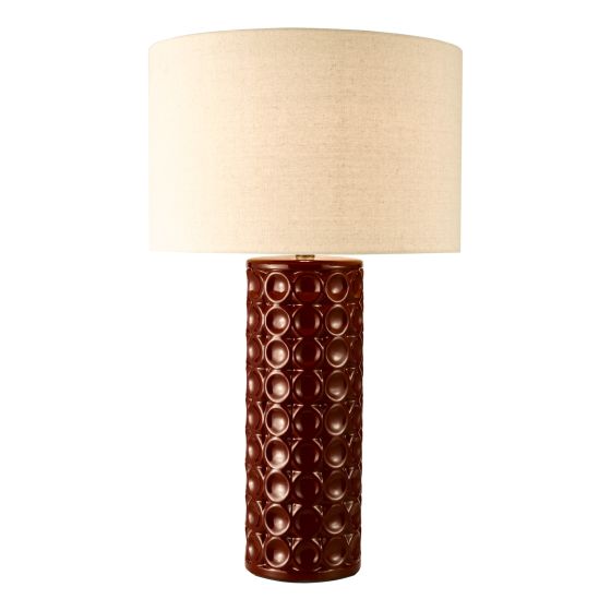 Raja Table Lamp Red Ceramic and Antique Bronze With Shade