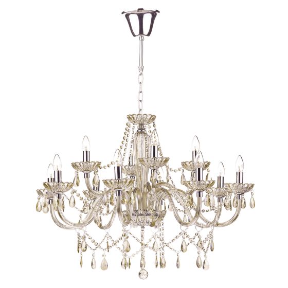 Raphael 12 Light Chandelier Champagne Glass and Polished Chrome