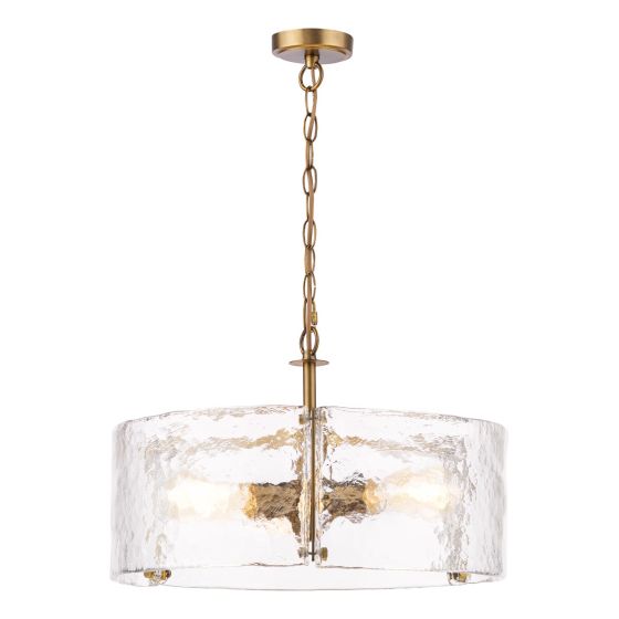 Ravis 3 Light Pendant Antique Bronze and Textured Glass