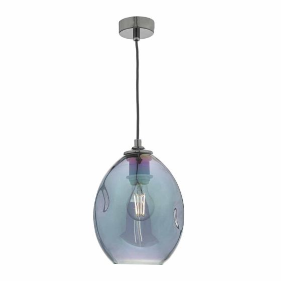 Rogan Pendant Iridised Glass and Polished Black Chrome