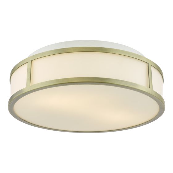 Royce 2 Light Bathroom Flush Matt Antique Brass and Opal Glass IP44