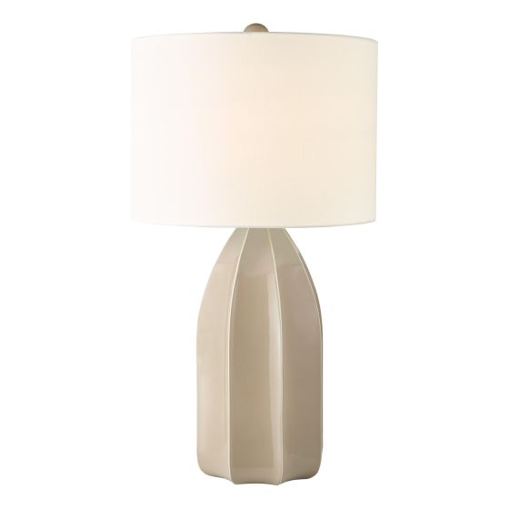 Saundra Table Lamp Taupe Ceramic and Matt Antique Brass With Shade