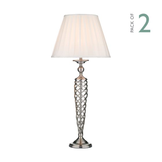 Siam Table Lamp Satin Chrome With Shade (Multipack)