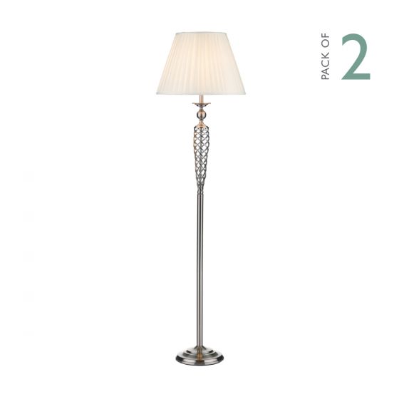 Siam Floor Lamp Satin Chrome With Shade (Multipack)