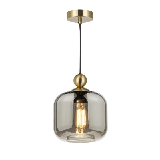 Pendant Satin Brass with Smoked Glass